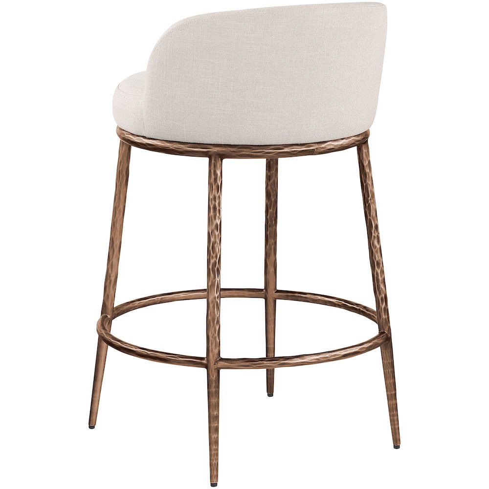 Ferro Beige Linen Textured Performance Fabric Upholstered Counter Stool. Picture 6