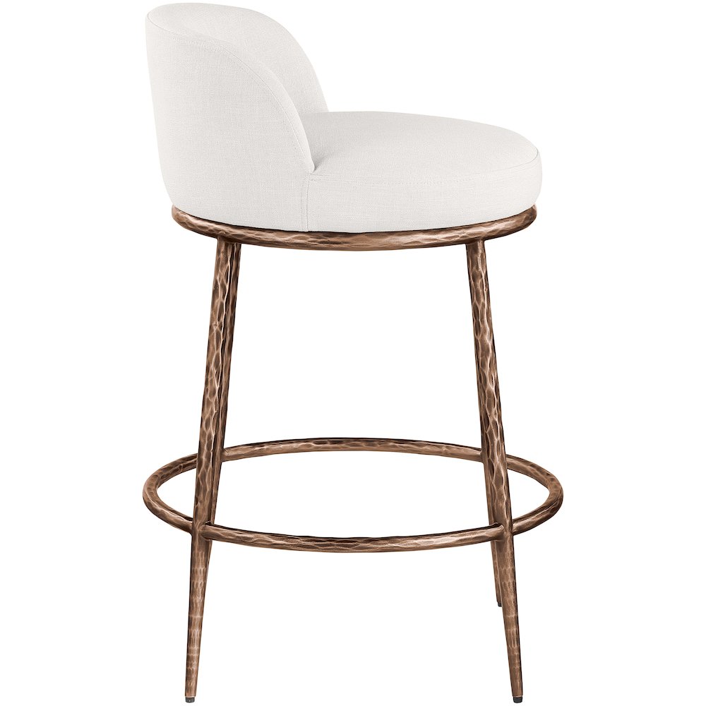 Ferro Cream Linen Textured Performance Fabric Upholstered Counter Stool. Picture 4