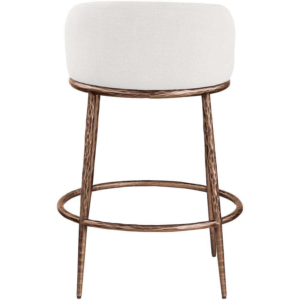 Ferro Cream Linen Textured Performance Fabric Upholstered Counter Stool. Picture 5