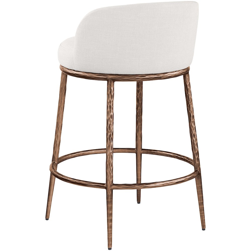 Ferro Cream Linen Textured Performance Fabric Upholstered Counter Stool. Picture 6