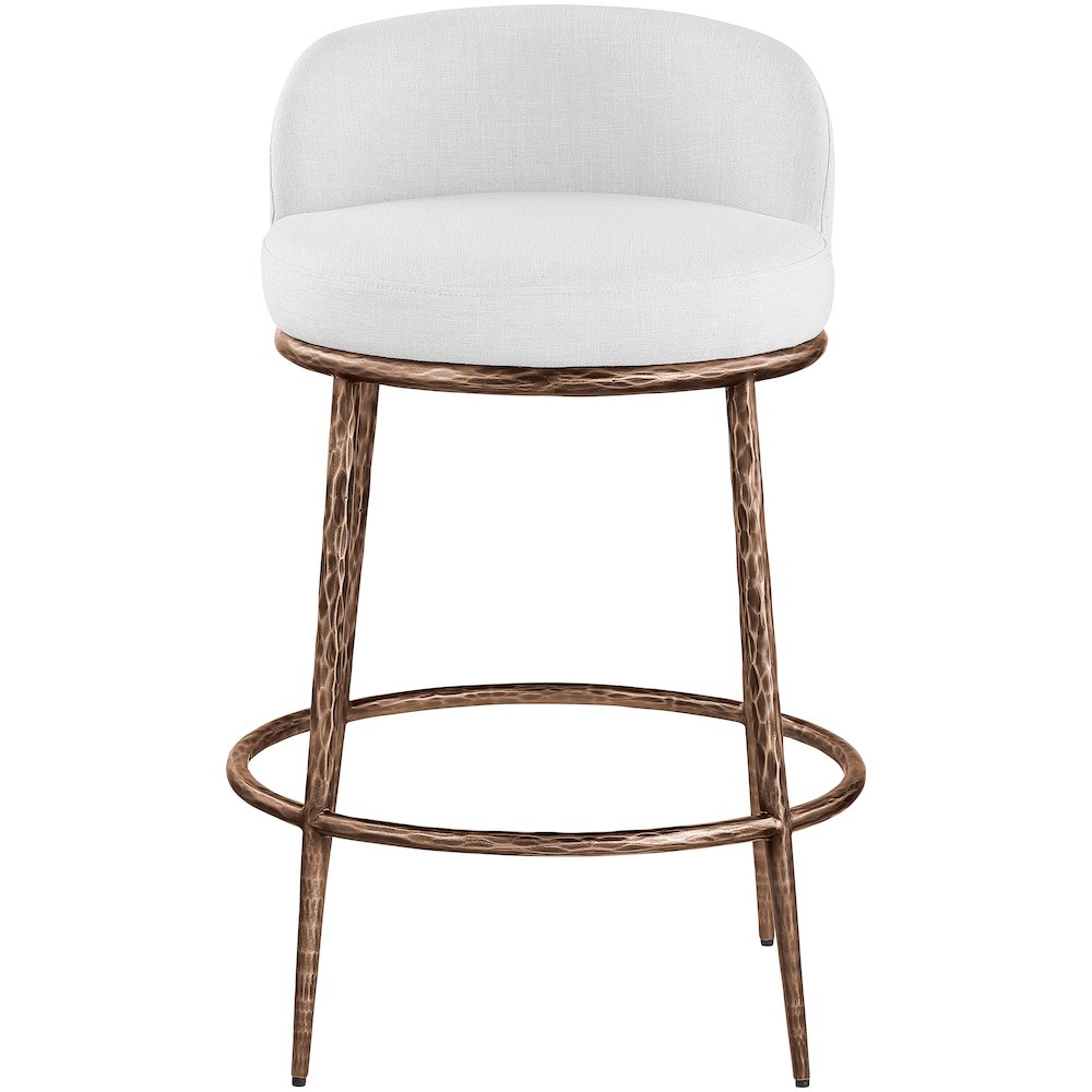 Ferro White Linen Textured Performance Fabric Upholstered Counter Stool. Picture 3