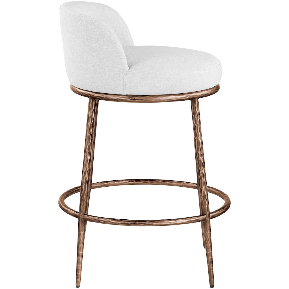 Ferro White Linen Textured Performance Fabric Upholstered Counter Stool. Picture 4