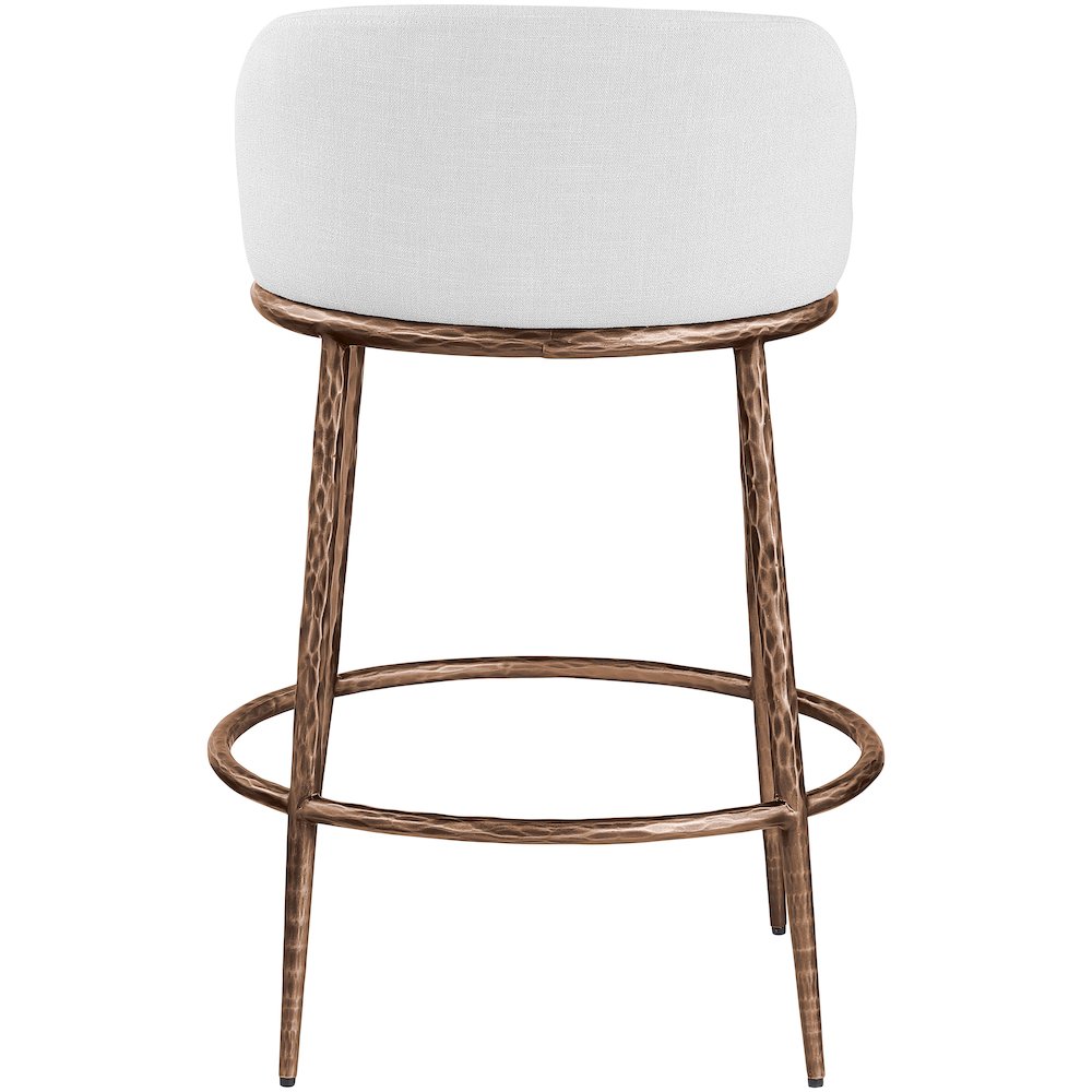Ferro White Linen Textured Performance Fabric Upholstered Counter Stool. Picture 5