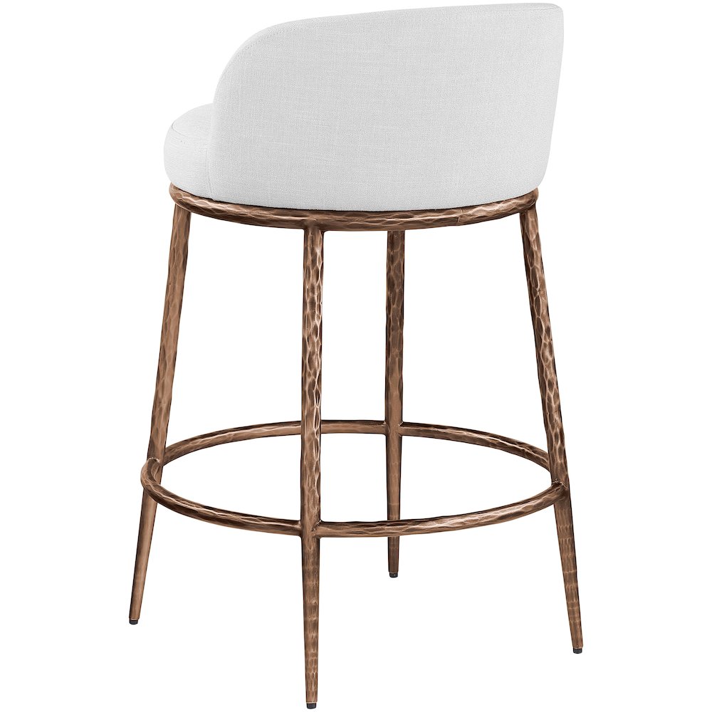 Ferro White Linen Textured Performance Fabric Upholstered Counter Stool. Picture 6