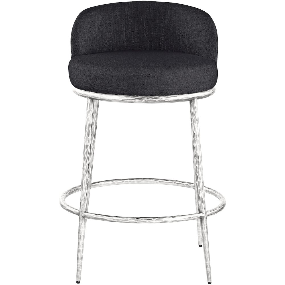 Ferro Black Linen Textured Performance Fabric Upholstered Counter Stool. Picture 2