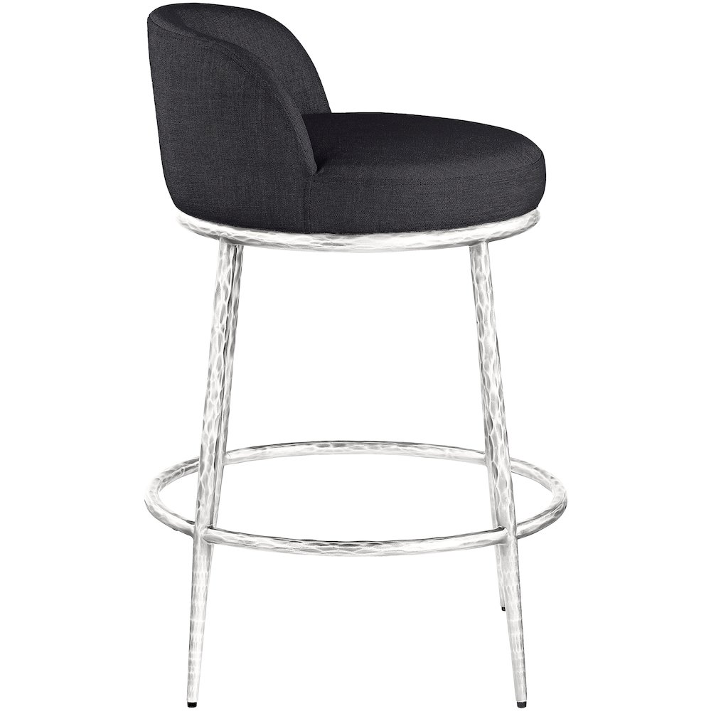 Ferro Black Linen Textured Performance Fabric Upholstered Counter Stool. Picture 4