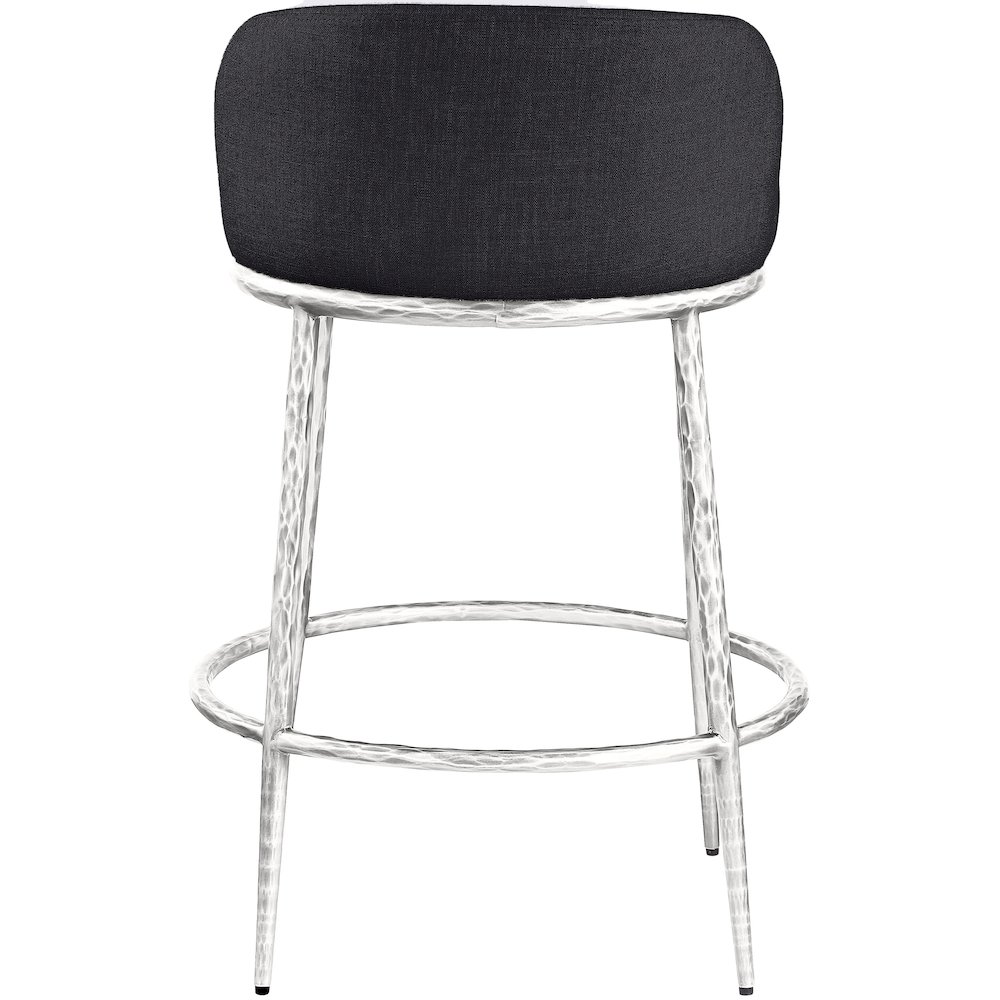 Ferro Black Linen Textured Performance Fabric Upholstered Counter Stool. Picture 5