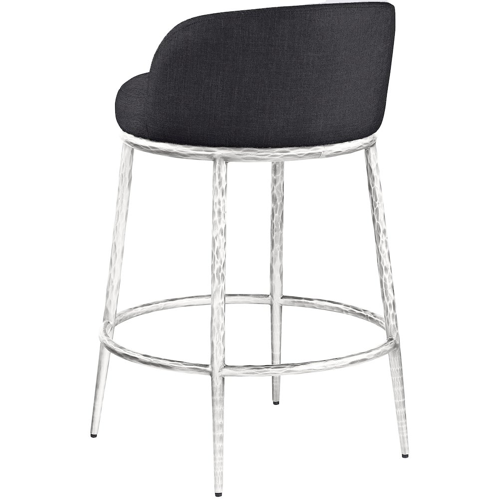 Ferro Black Linen Textured Performance Fabric Upholstered Counter Stool. Picture 6