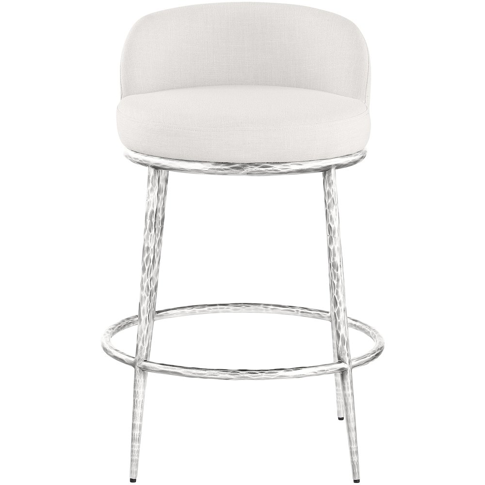 Ferro Cream Linen Textured Performance Fabric Upholstered Counter Stool. Picture 2