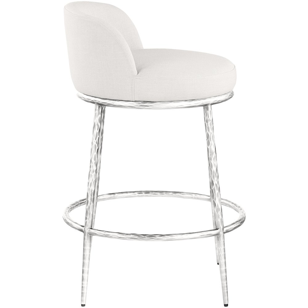 Ferro Cream Linen Textured Performance Fabric Upholstered Counter Stool. Picture 4