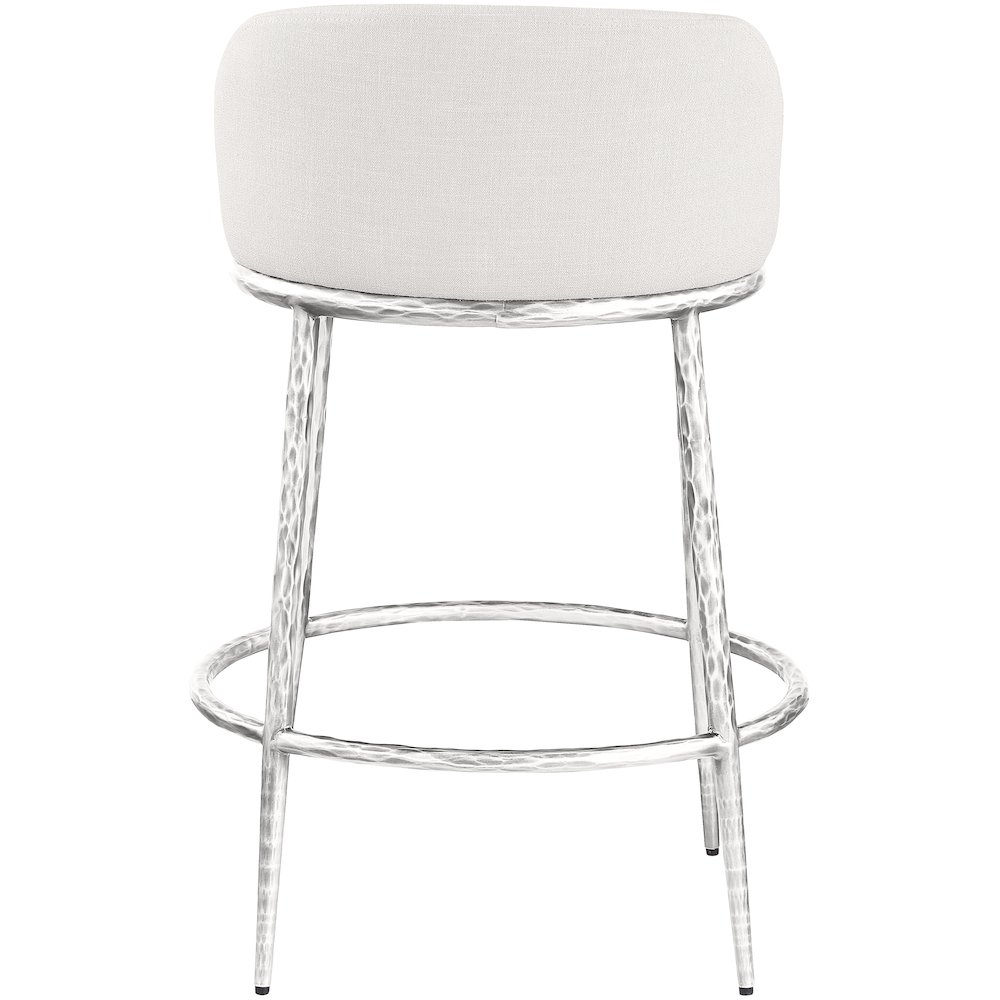 Ferro Cream Linen Textured Performance Fabric Upholstered Counter Stool. Picture 5