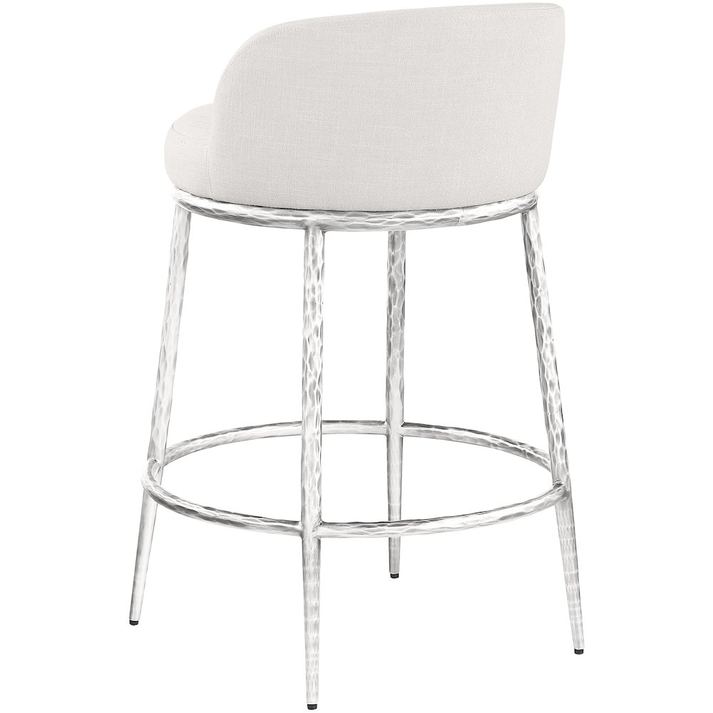 Ferro Cream Linen Textured Performance Fabric Upholstered Counter Stool. Picture 6