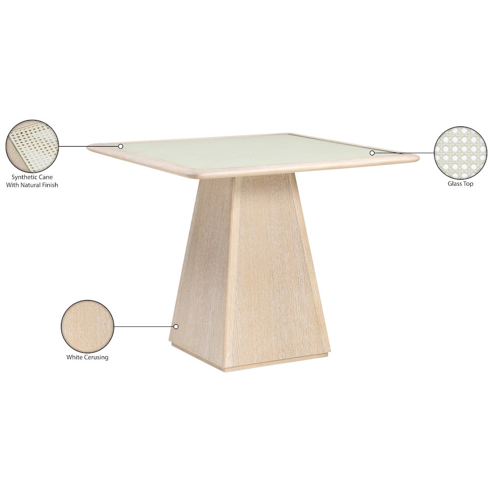 Atrium 36" Natural Glass And Cane Top With Solid Wood Base Dining / Game Table. Picture 9