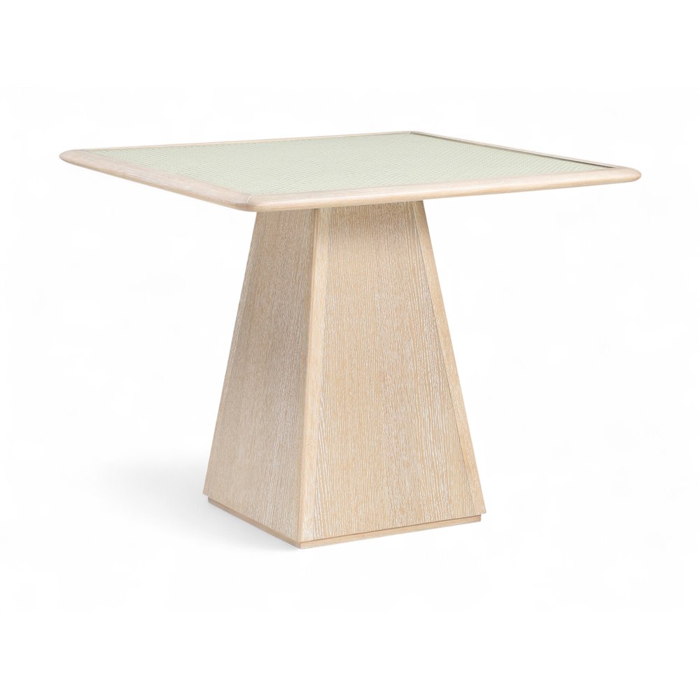 Atrium 36" Natural Glass And Cane Top With Solid Wood Base Dining / Game Table. Picture 1