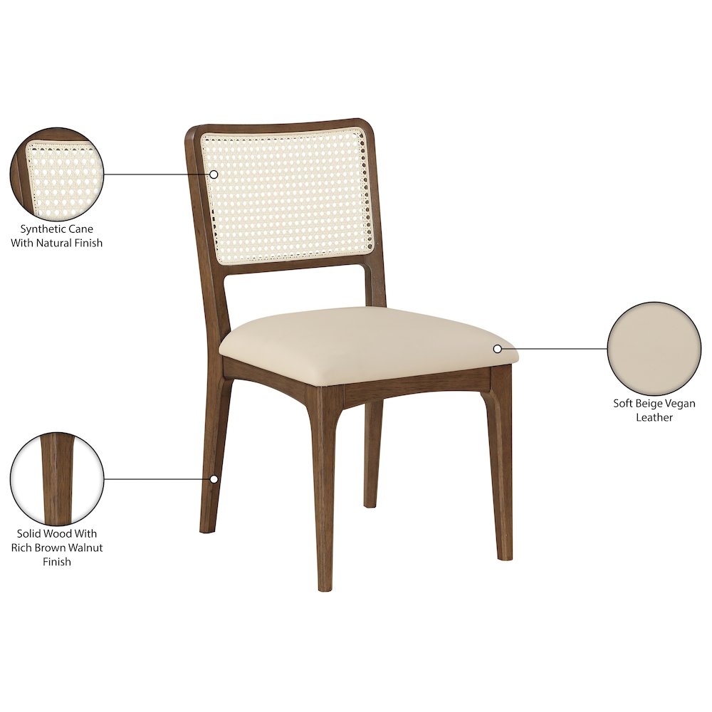 Atrium Beige Vegan Leather Upholstered Dining Chair, Set of 2. Picture 13