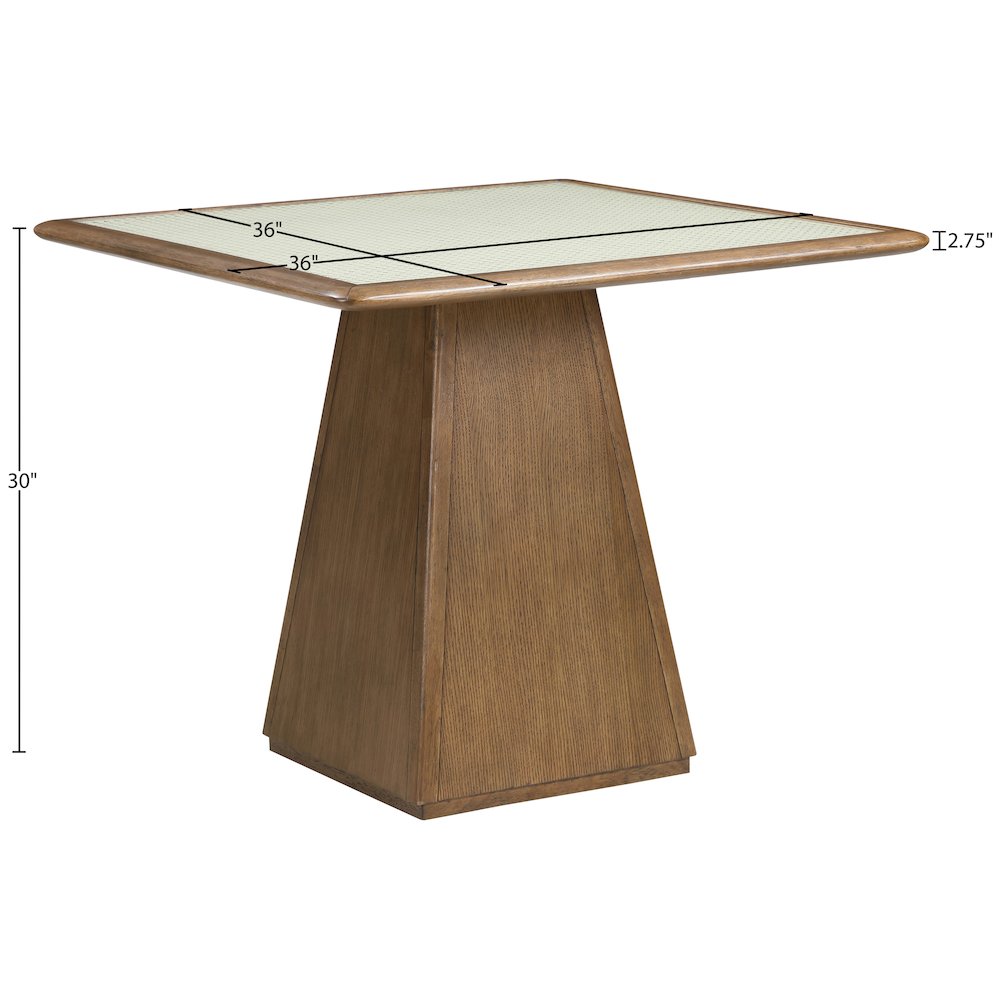 Atrium 36" Brown Glass And Cane Top With Solid Wood Base Dining / Game Table. Picture 6