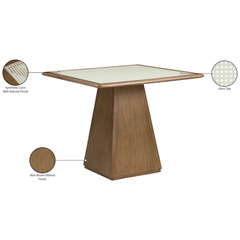 Atrium 36" Brown Glass And Cane Top With Solid Wood Base Dining / Game Table. Picture 9