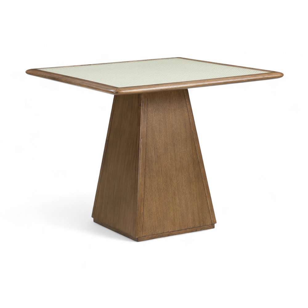 Atrium 36" Brown Glass And Cane Top With Solid Wood Base Dining / Game Table. Picture 1