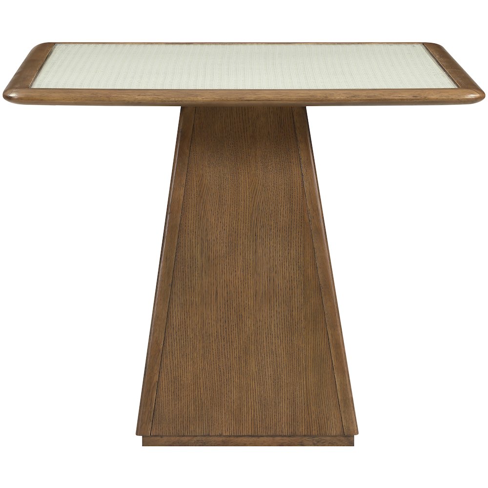 Atrium 36" Brown Glass And Cane Top With Solid Wood Base Dining / Game Table. Picture 2