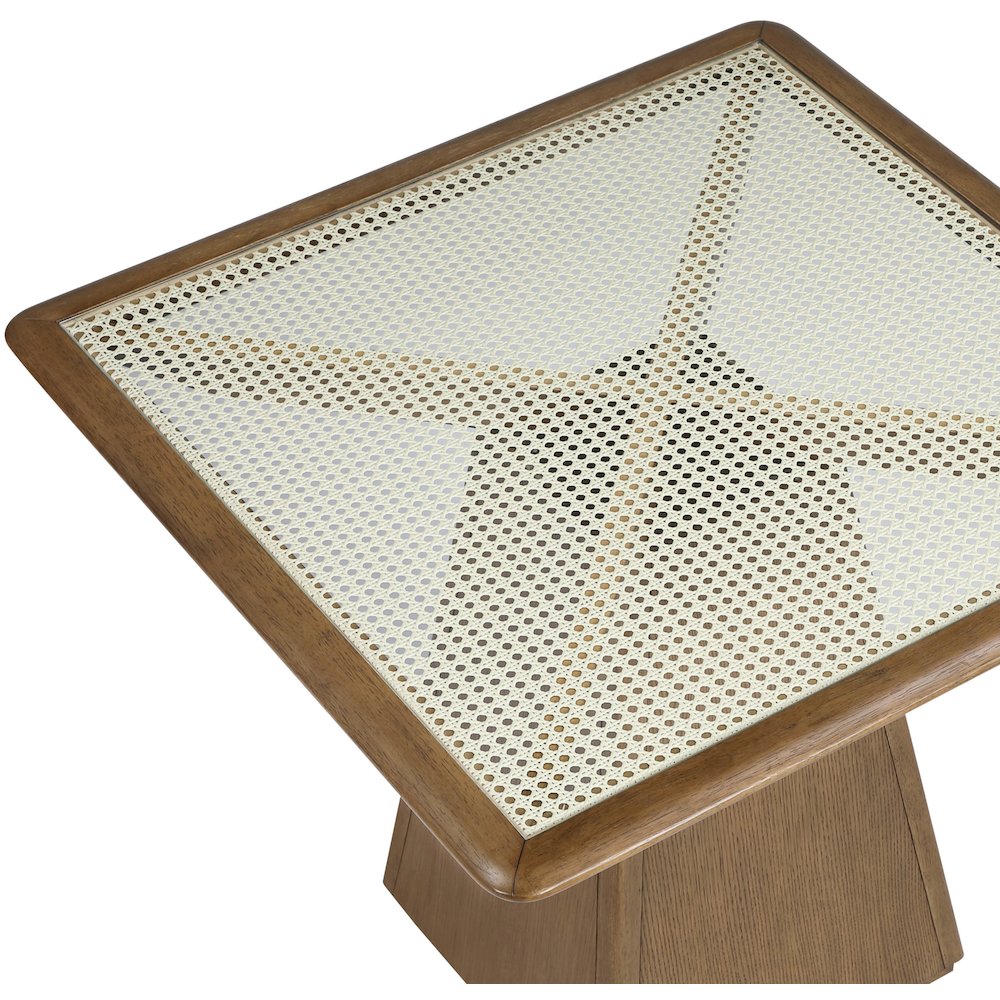 Atrium 36" Brown Glass And Cane Top With Solid Wood Base Dining / Game Table. Picture 3