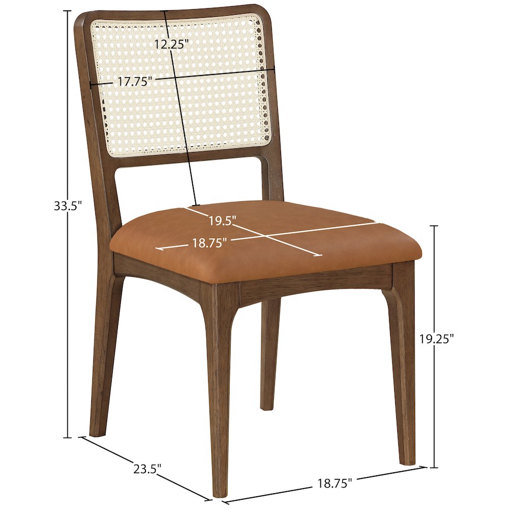 Atrium Cognac Vegan Leather Upholstered Dining Chair, Set of 2. Picture 12