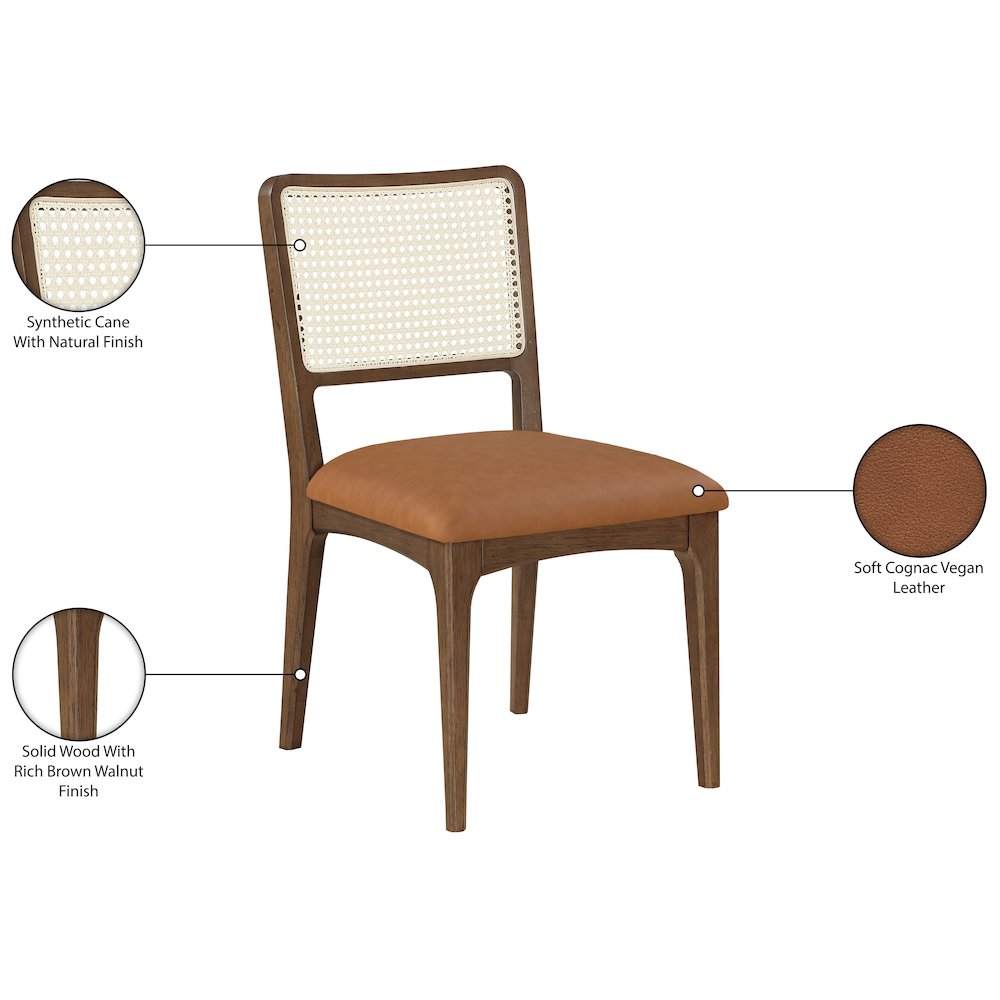 Atrium Cognac Vegan Leather Upholstered Dining Chair, Set of 2. Picture 13