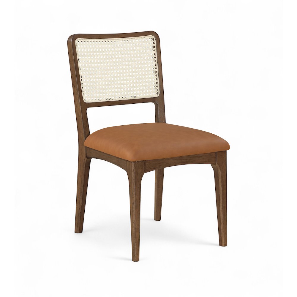 Atrium Cognac Vegan Leather Upholstered Dining Chair, Set of 2. Picture 3