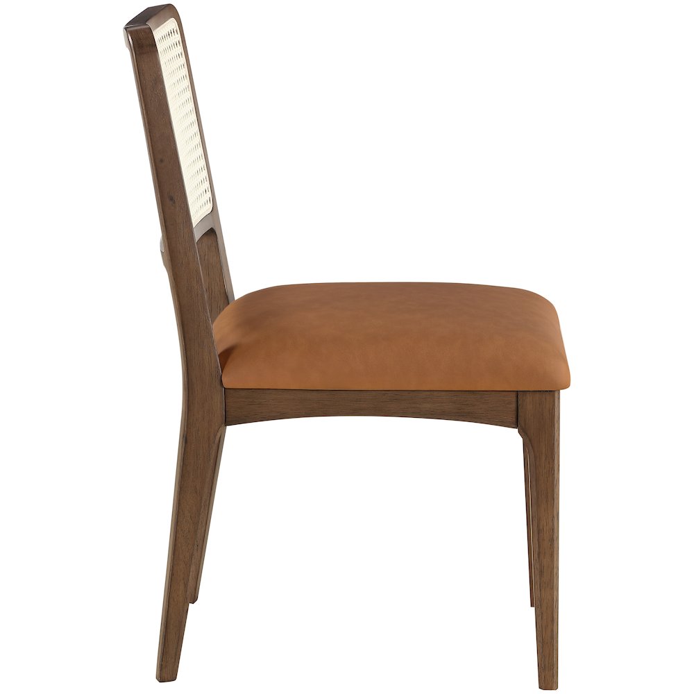 Atrium Cognac Vegan Leather Upholstered Dining Chair, Set of 2. Picture 6