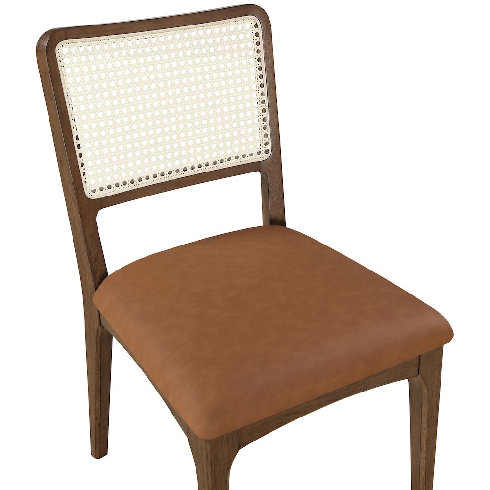 Atrium Cognac Vegan Leather Upholstered Dining Chair, Set of 2. Picture 8