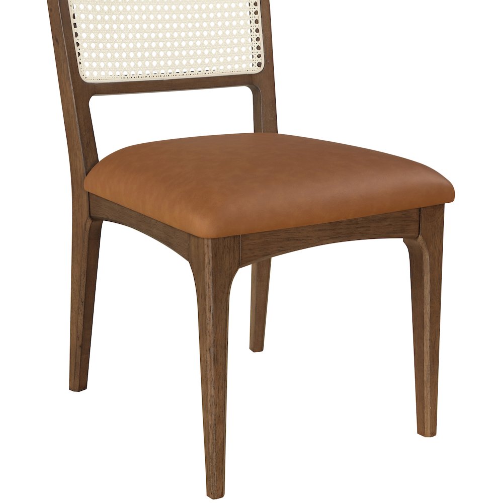 Atrium Cognac Vegan Leather Upholstered Dining Chair, Set of 2. Picture 9