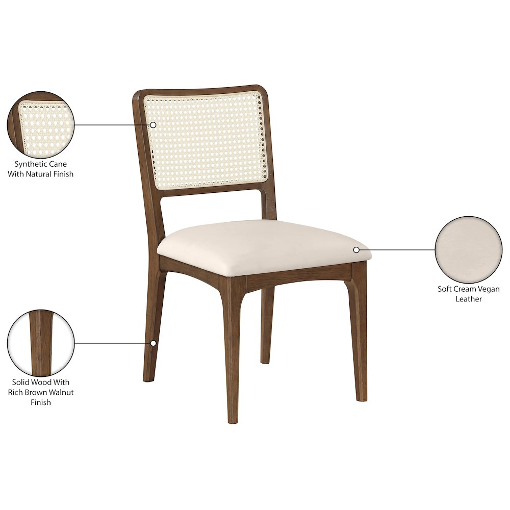 Atrium Cream Vegan Leather Upholstered Dining Chair, Set of 2. Picture 13