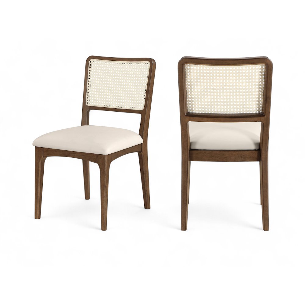 Atrium Cream Vegan Leather Upholstered Dining Chair, Set of 2. Picture 1