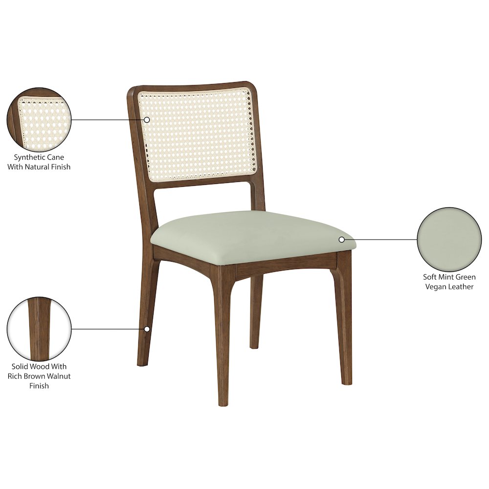 Atrium Mint Vegan Leather Upholstered Dining Chair, Set of 2. Picture 13