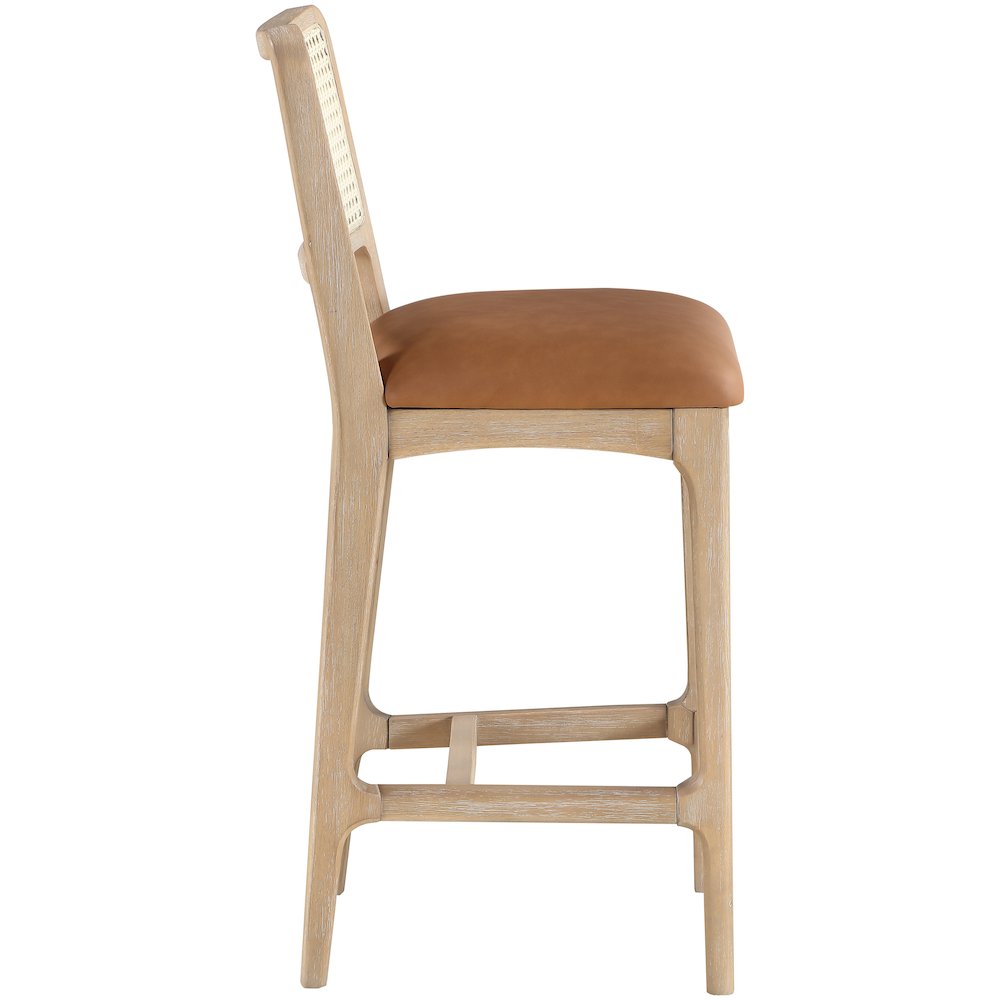 Atrium Cognac Vegan Leather Upholstered Counter Stool, Set of 2. Picture 6