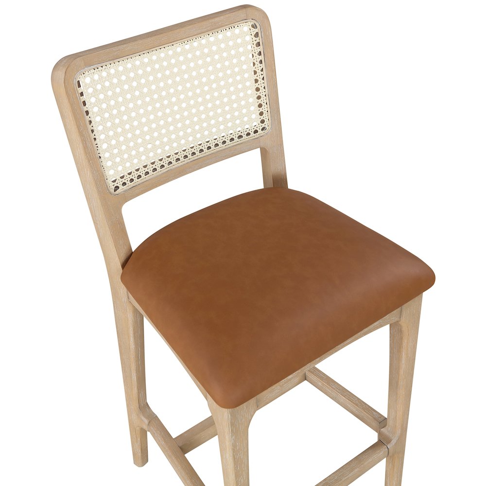 Atrium Cognac Vegan Leather Upholstered Counter Stool, Set of 2. Picture 8