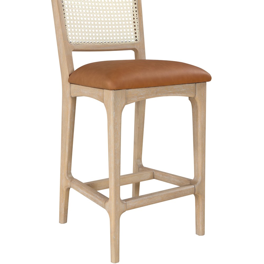 Atrium Cognac Vegan Leather Upholstered Counter Stool, Set of 2. Picture 9