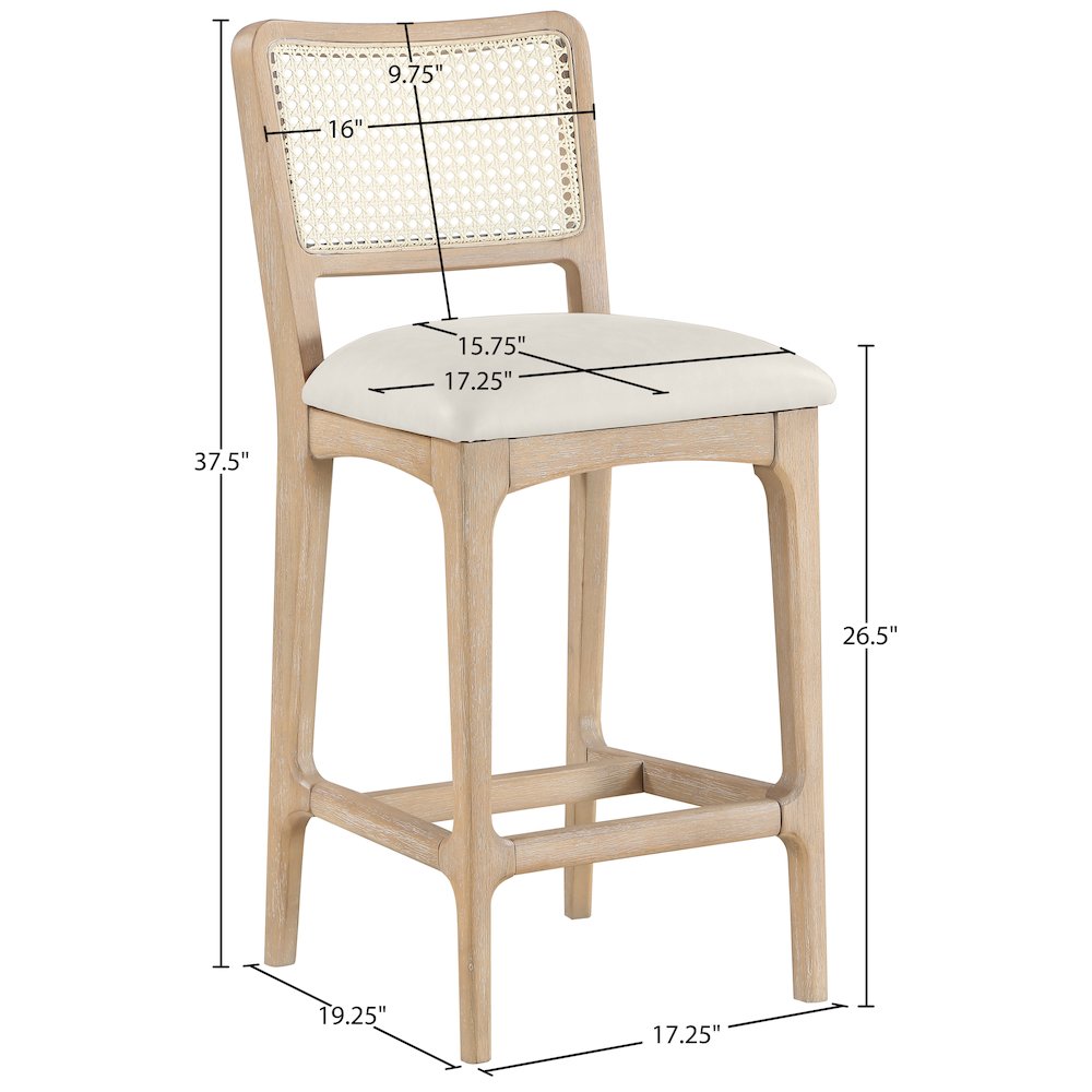 Atrium Cream Vegan Leather Upholstered Counter Stool, Set of 2. Picture 12