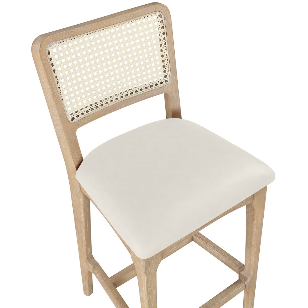 Atrium Cream Vegan Leather Upholstered Counter Stool, Set of 2. Picture 8