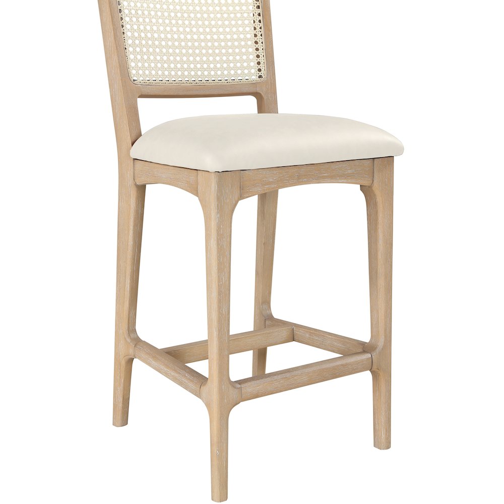 Atrium Cream Vegan Leather Upholstered Counter Stool, Set of 2. Picture 9