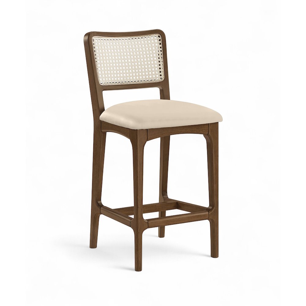 Atrium Beige Vegan Leather Upholstered Counter Stool, Set of 2. Picture 3