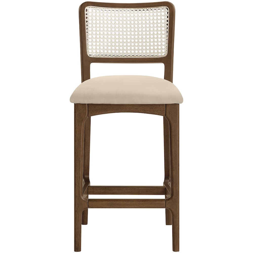 Atrium Beige Vegan Leather Upholstered Counter Stool, Set of 2. Picture 5