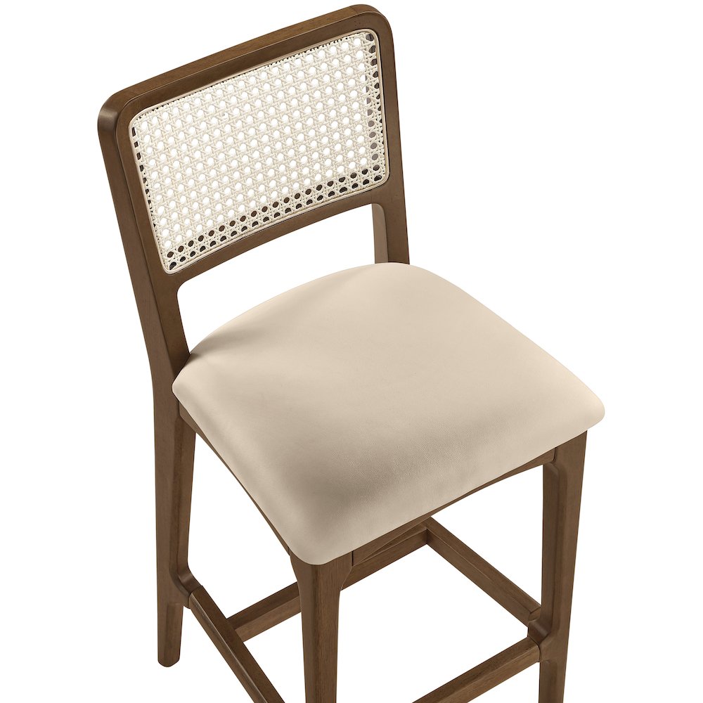 Atrium Beige Vegan Leather Upholstered Counter Stool, Set of 2. Picture 8
