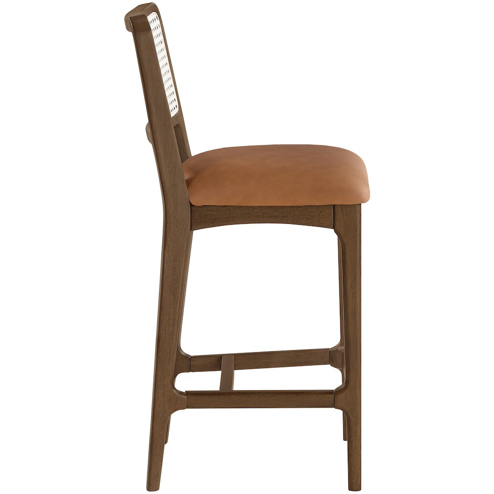 Atrium Cognac Vegan Leather Upholstered Counter Stool, Set of 2. Picture 6