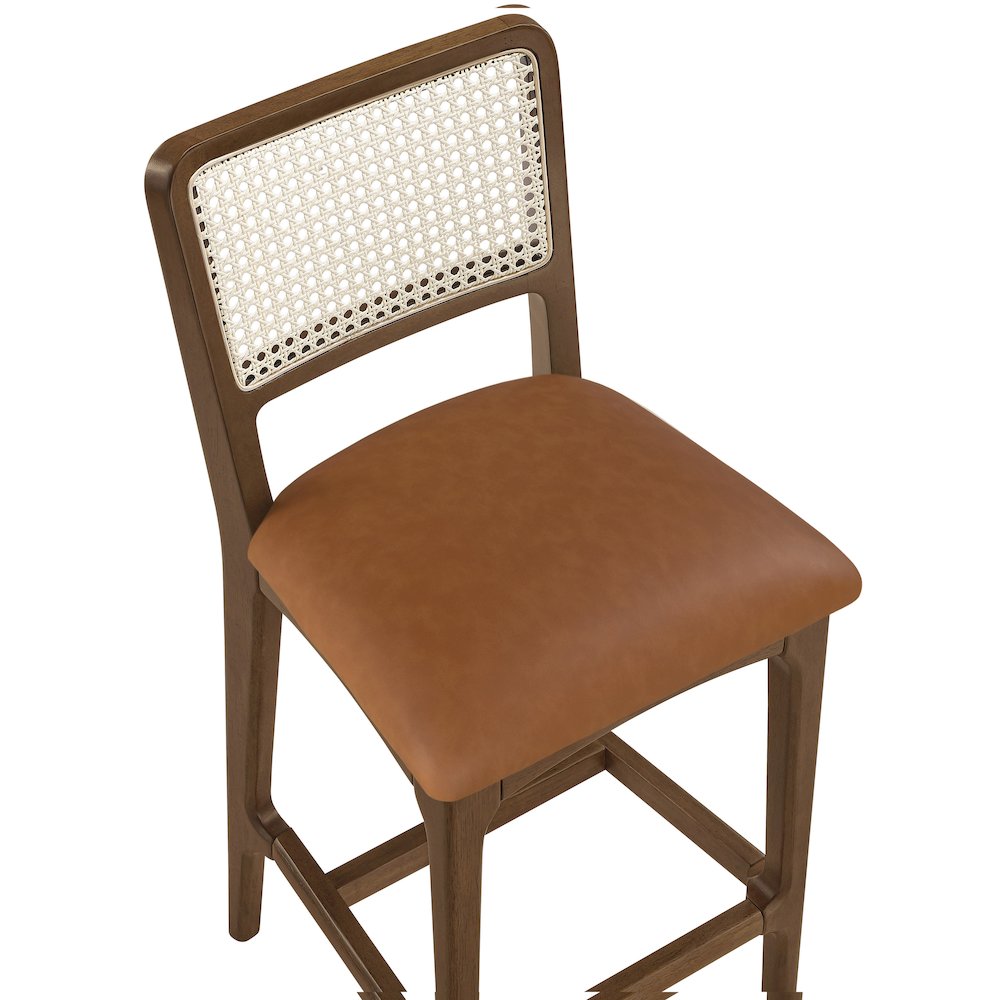 Atrium Cognac Vegan Leather Upholstered Counter Stool, Set of 2. Picture 8