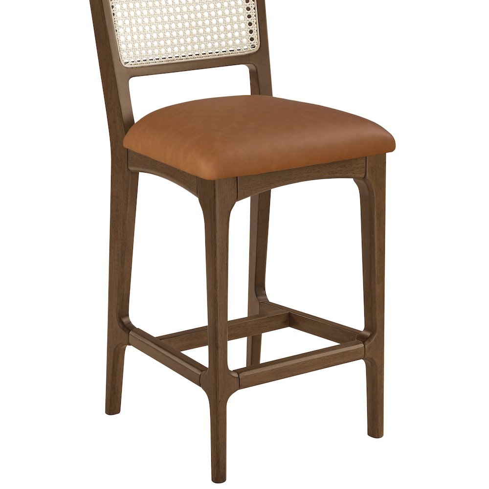 Atrium Cognac Vegan Leather Upholstered Counter Stool, Set of 2. Picture 9