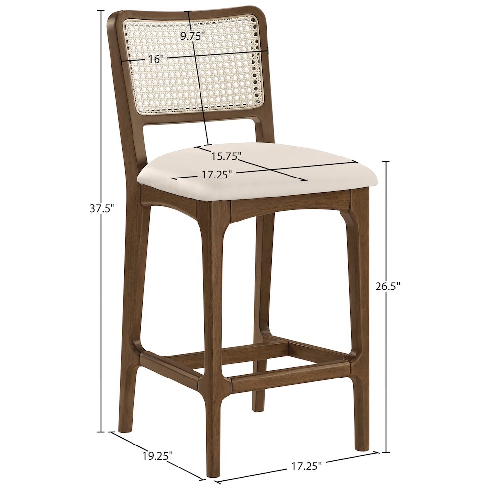 Atrium Cream Vegan Leather Upholstered Counter Stool, Set of 2. Picture 12