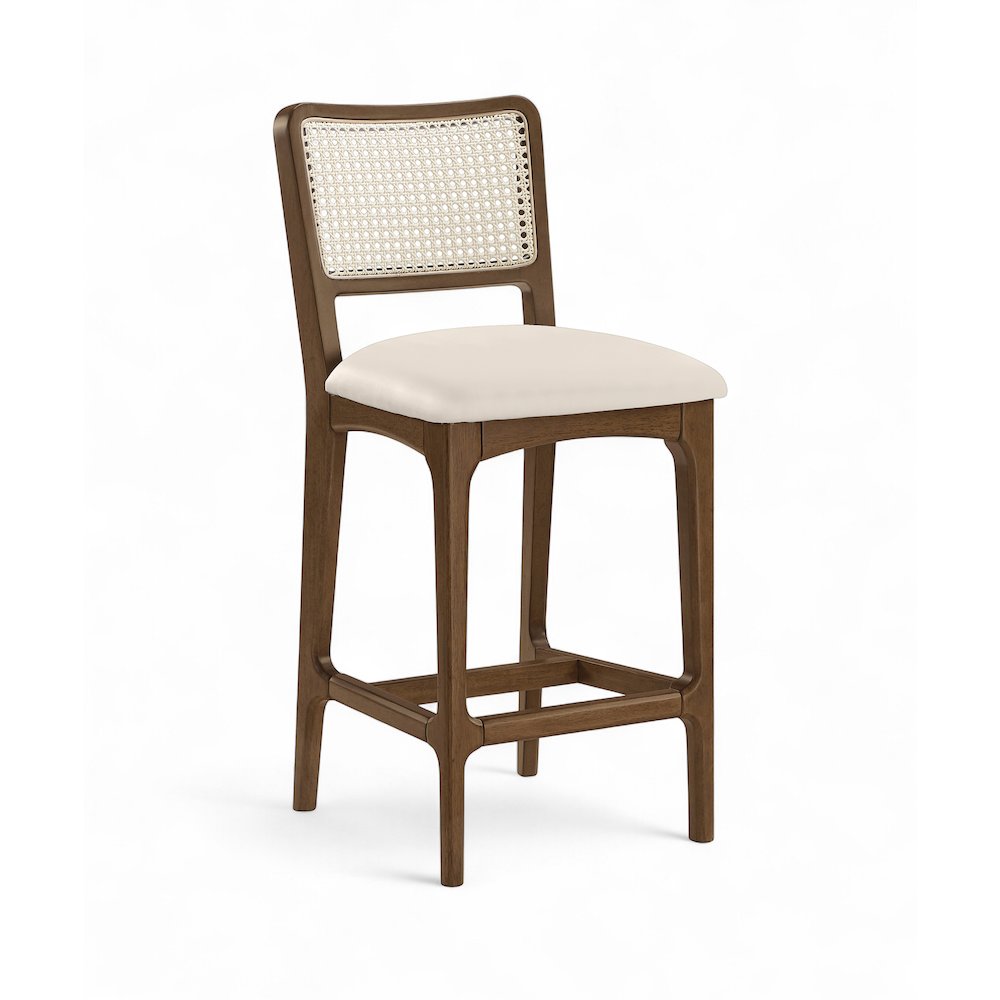 Atrium Cream Vegan Leather Upholstered Counter Stool, Set of 2. Picture 3