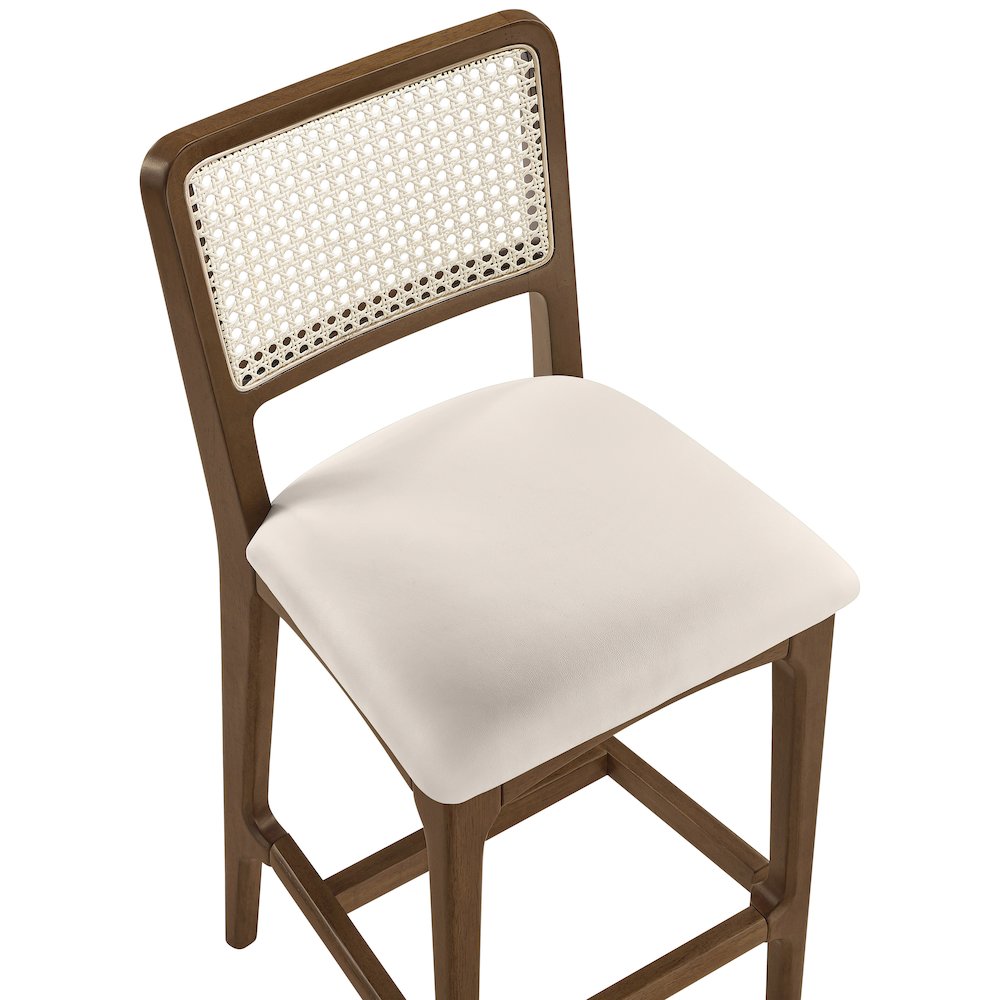 Atrium Cream Vegan Leather Upholstered Counter Stool, Set of 2. Picture 8