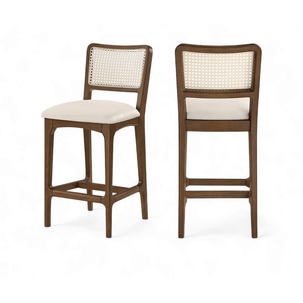 Atrium Cream Vegan Leather Upholstered Counter Stool, Set of 2. Picture 1