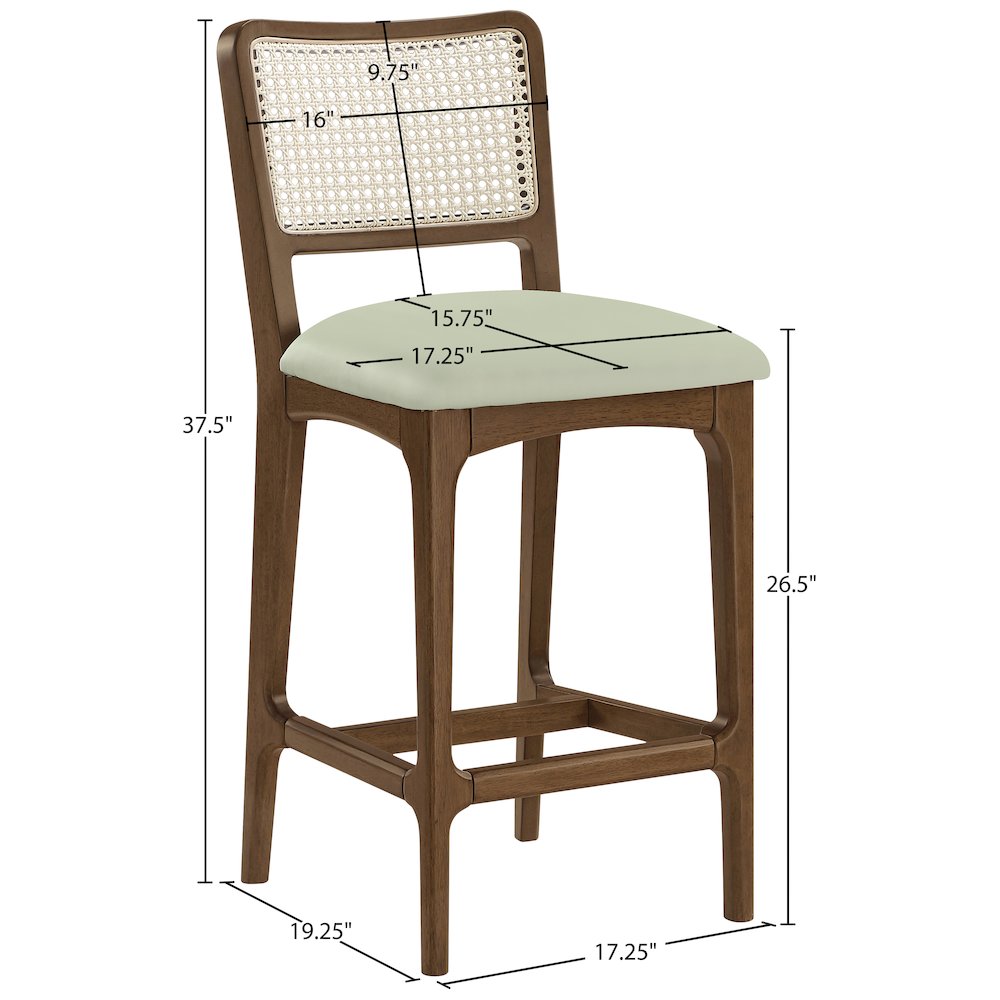 Atrium Mint Vegan Leather Upholstered Counter Stool, Set of 2. Picture 12